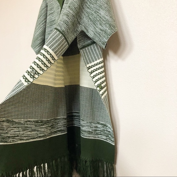 no brand • green/cream long stripe sweater poncho - Picture 4 of 7